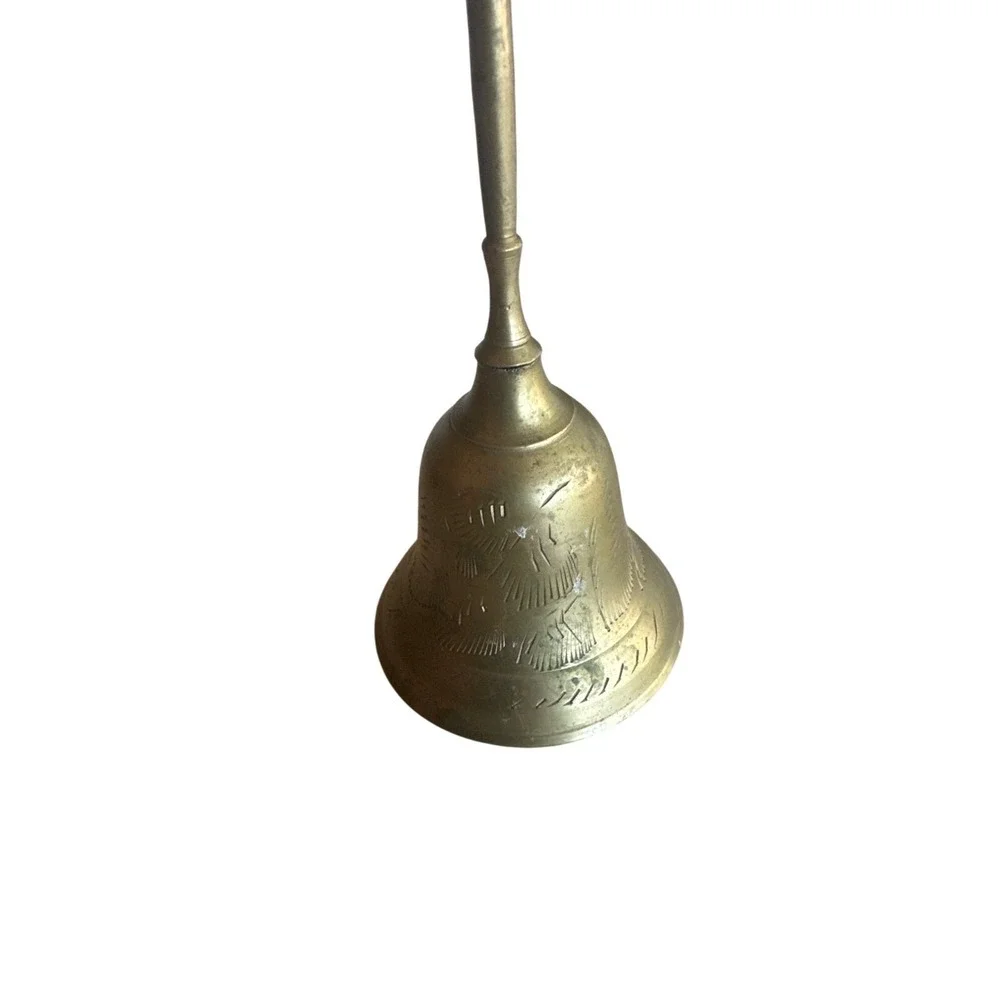 Vintage Brass Handbell With Engraved Design - Elegant Decorative Accent Or Funct